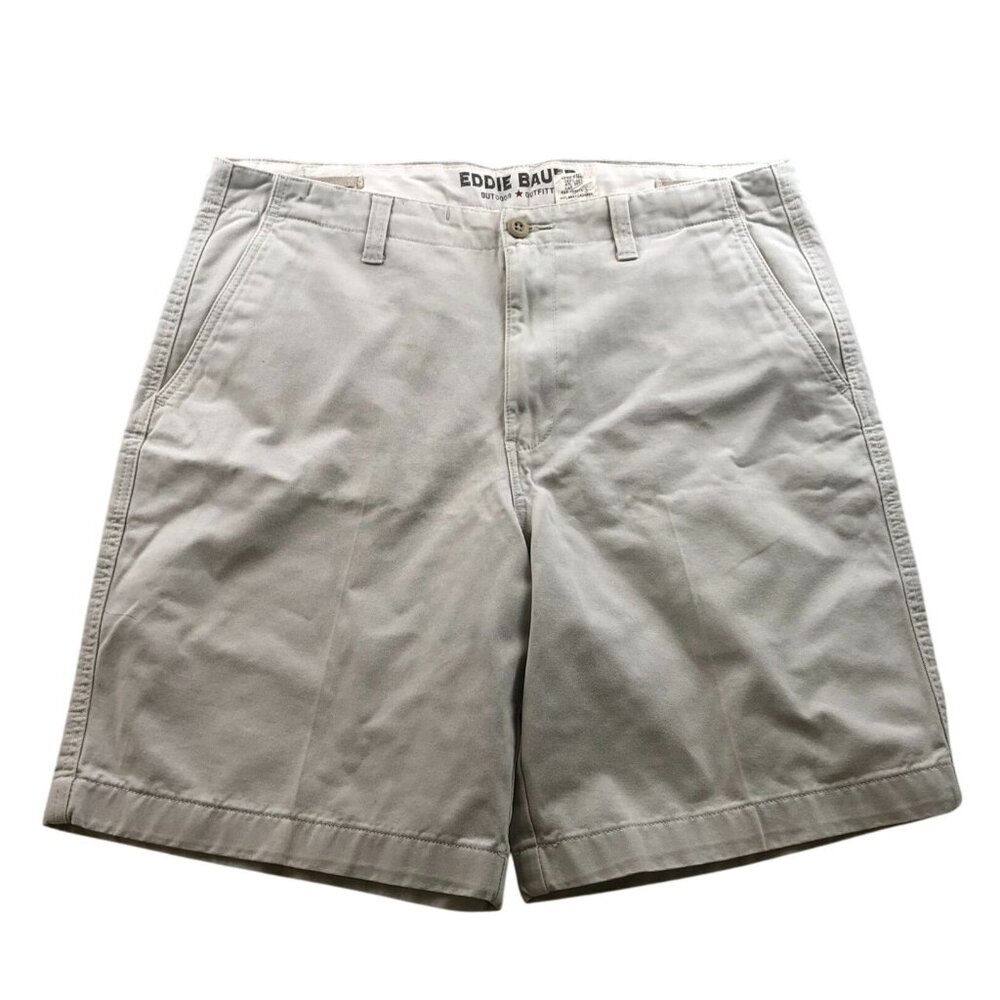 Eddie Bauer Men's Shorts Size 32W Relaxed Fit Chino Casual Outdoors Beige Summer